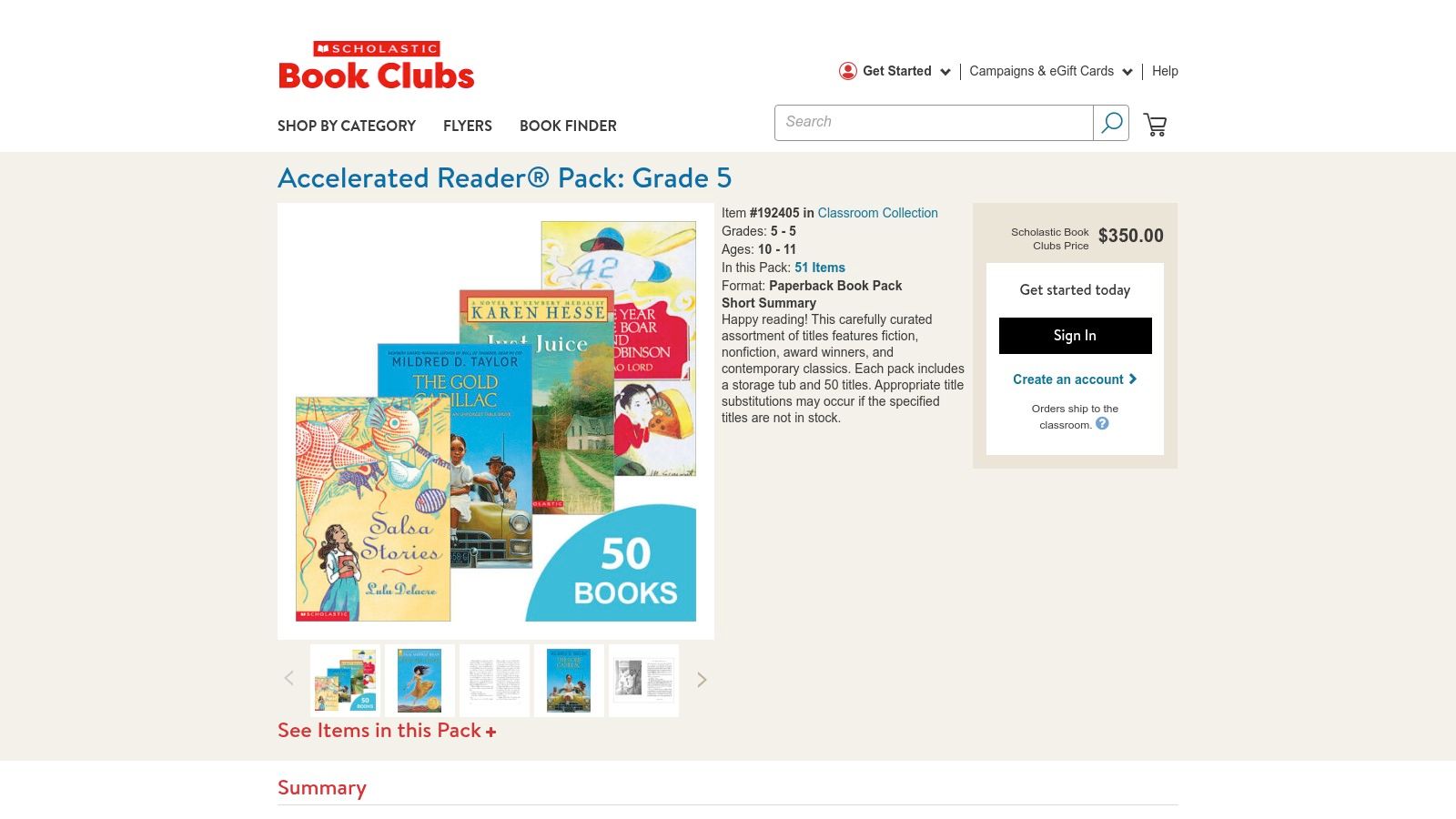 Scholastic Book Clubs – Accelerated Reader Grade 5 Pack