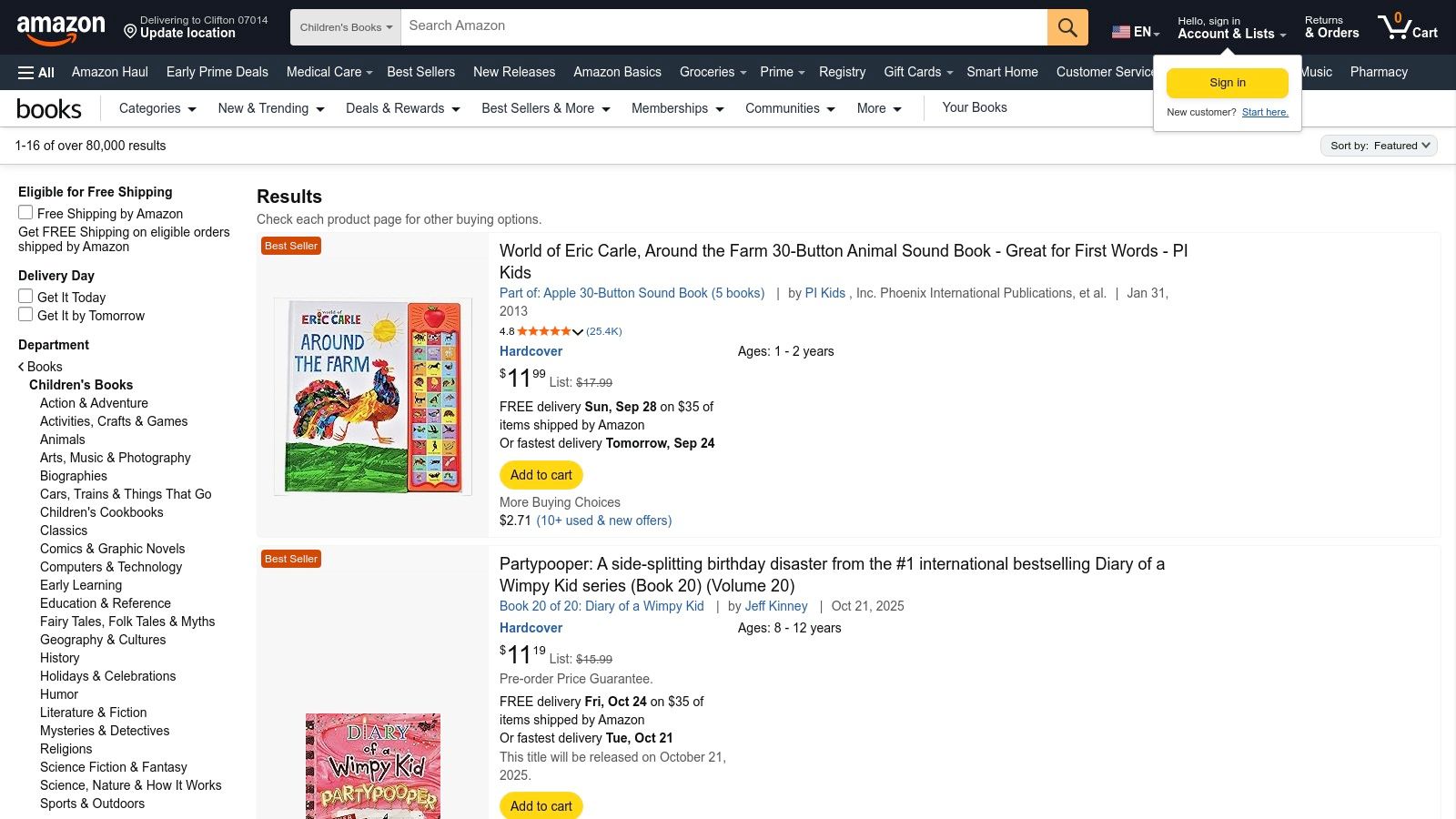 Amazon – Children’s Books (Ages 6–8)