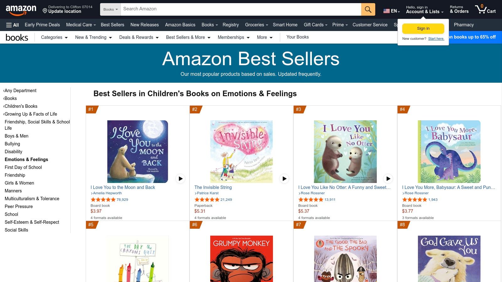 Amazon – Children’s Emotions & Feelings category