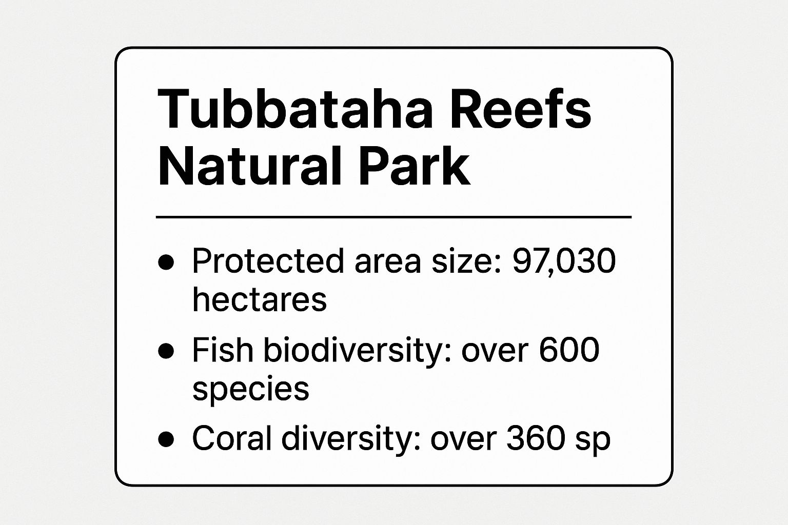 Infographic showing key data about Tubbataha Reefs Natural Park: The Crown Jewel of Philippine Diving