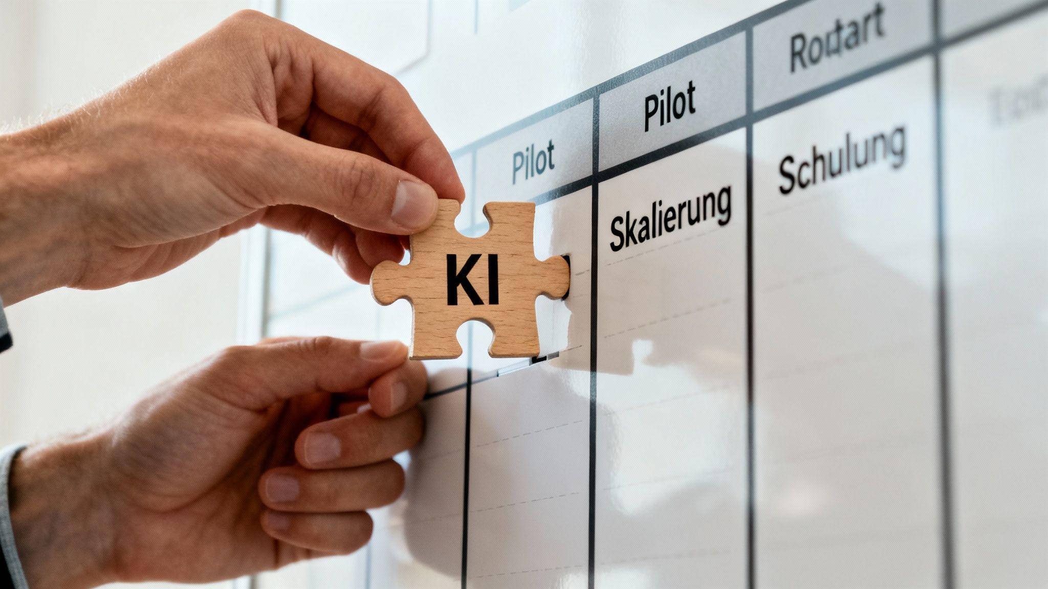 Ein Team entwickelt an einem Whiteboard eine Strategie