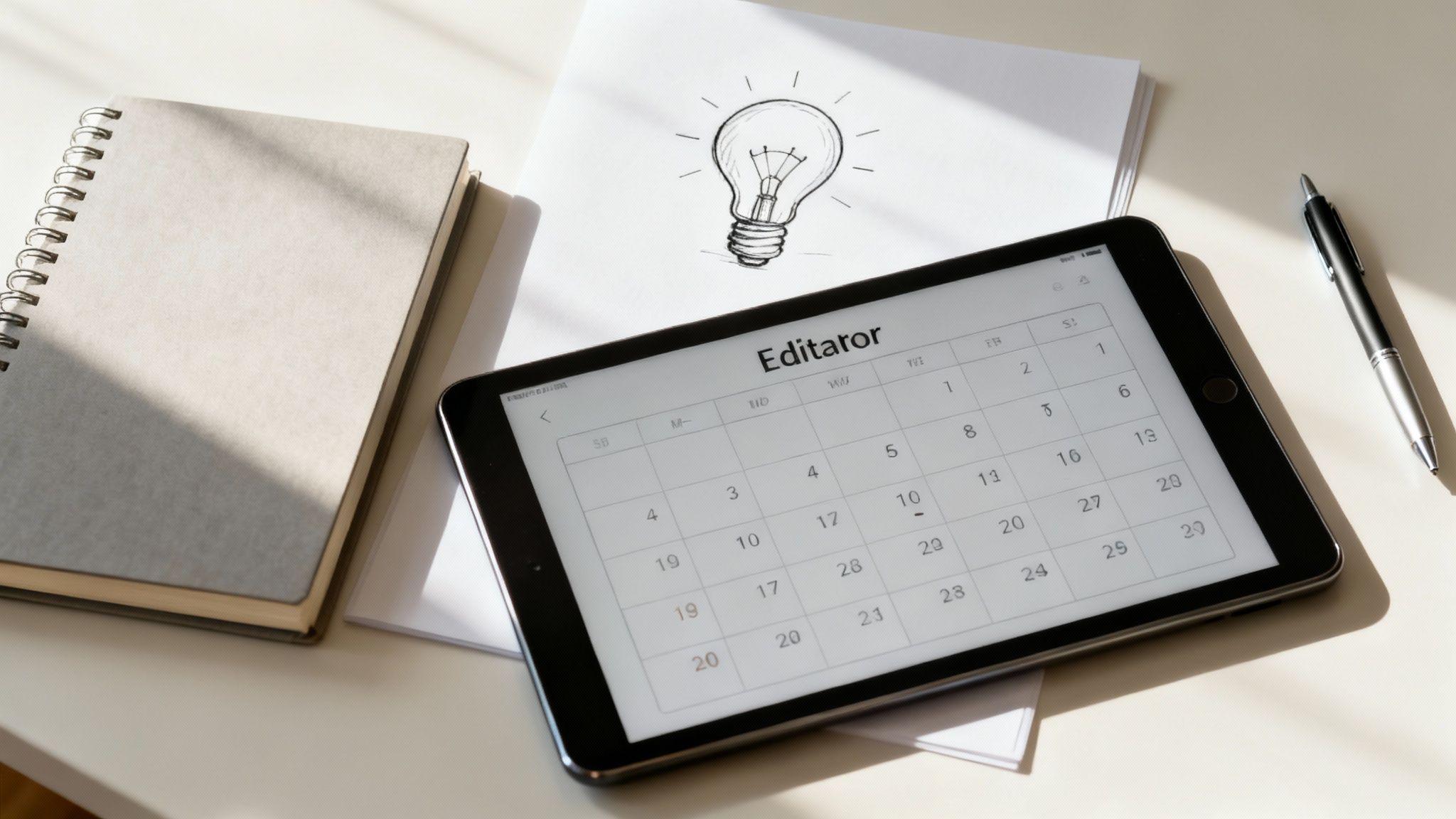 Ein Team arbeitet gemeinsam an einem Tisch und plant eine Content-Marketing-Strategie.