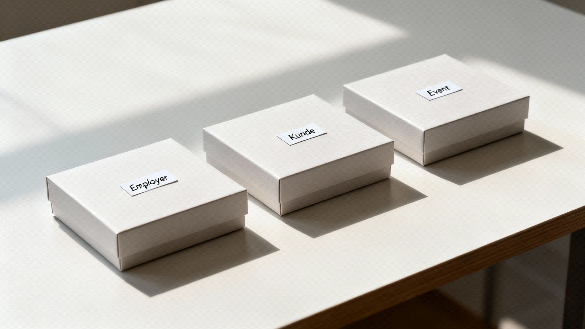 Ein Team in einem modernen Büro diskutiert über Produktmuster, die auf dem Tisch liegen.