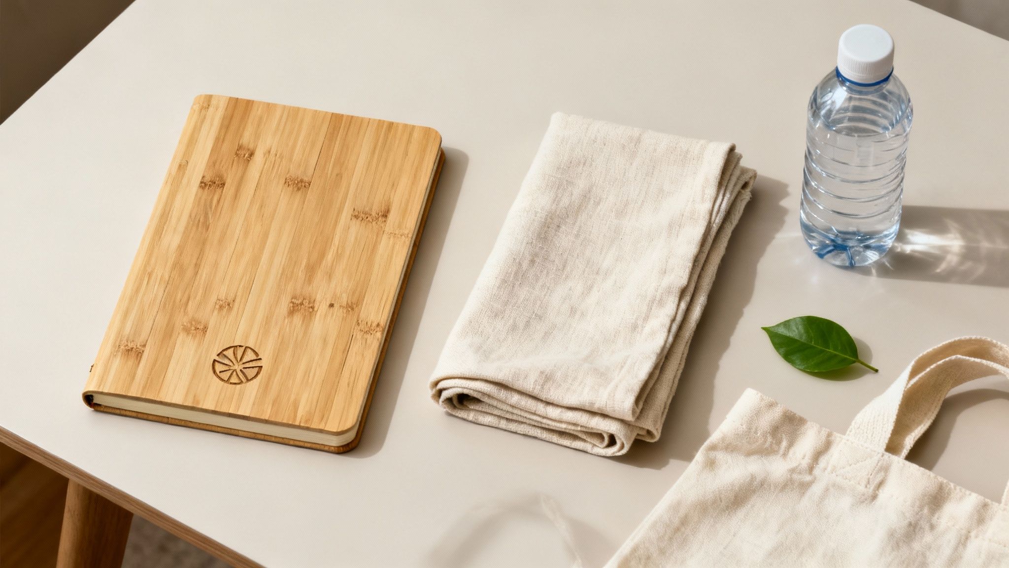 Eine Person hält eine wiederverwendbare Wasserflasche in der Hand, im Hintergrund sind grüne Pflanzen zu sehen.