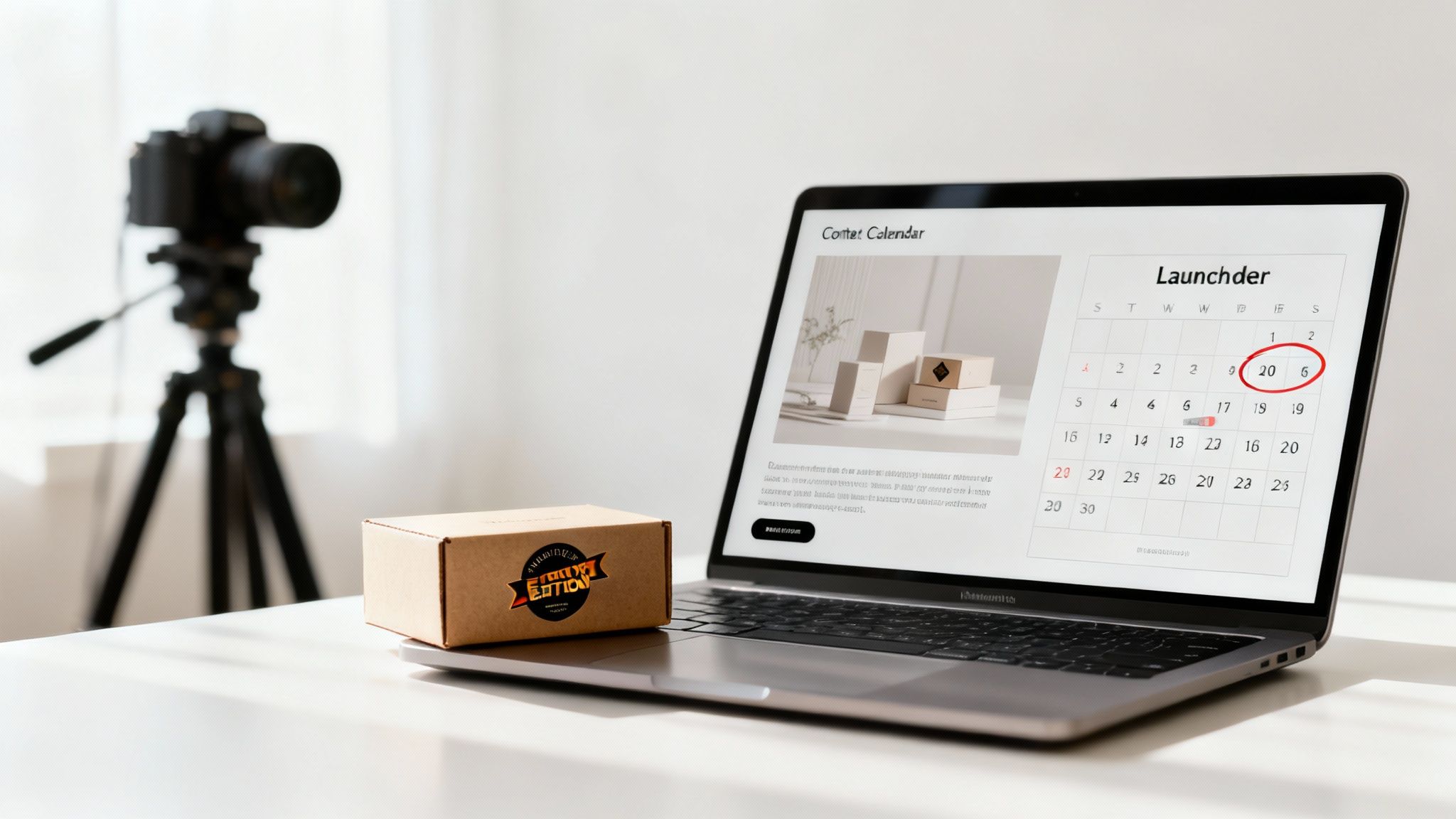 Eine junge Frau packt Merchandise-Artikel in Versandkartons und bereitet den Launch vor.