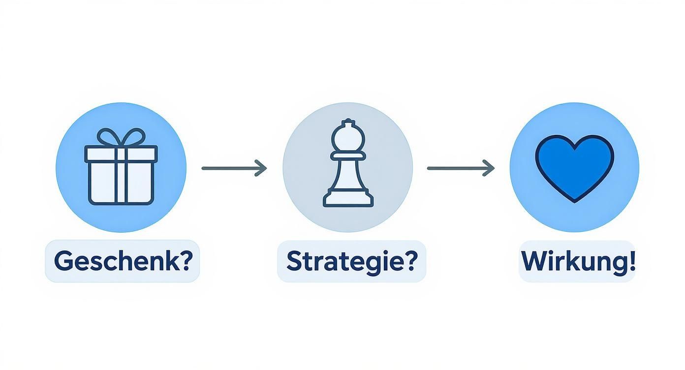 Infografik zeigt, wie ein Geschenk mit der richtigen Strategie gewünschte positive Wirkung erzielt.