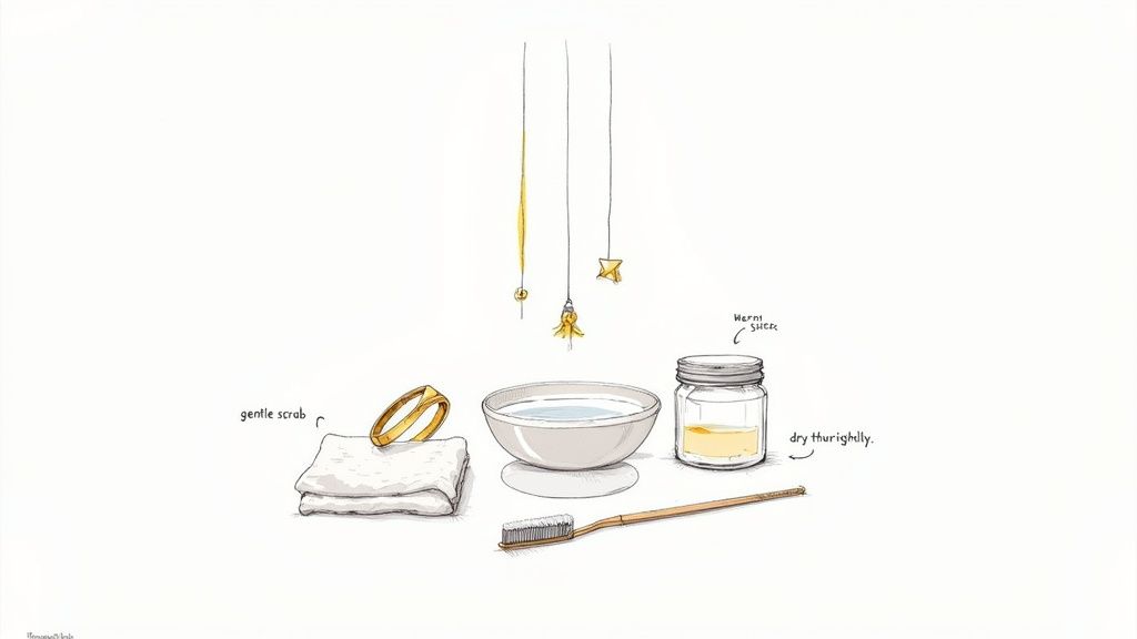 Sparkling gemstones and pearls on a white background