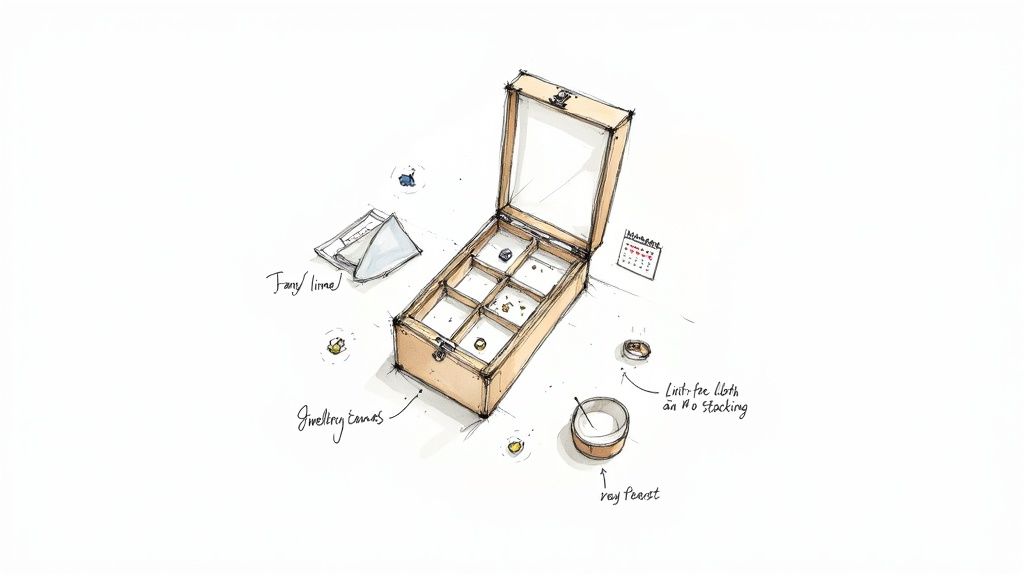 A person's hands gently cleaning a sparkling ring with a soft cloth.