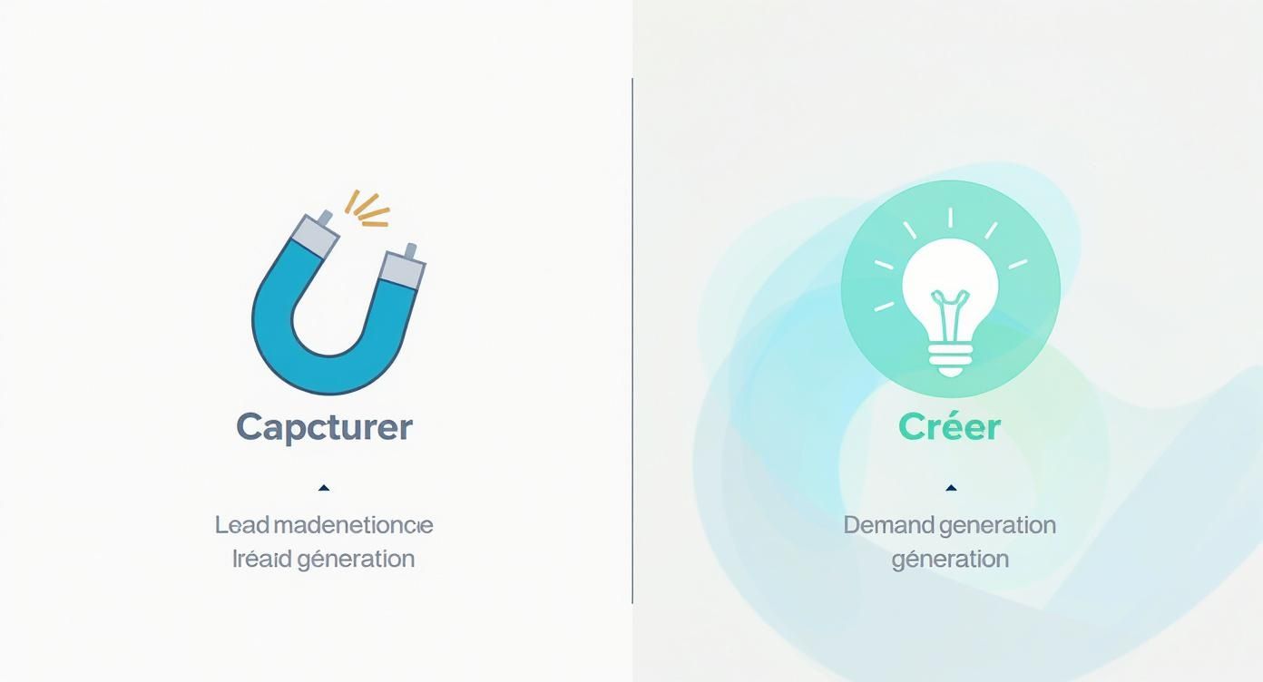 Infographic about lead gen vs demand gen