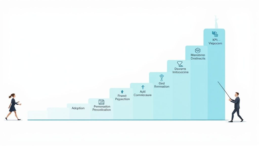 Diagramme montrant les étapes d'une implémentation CRM réussie