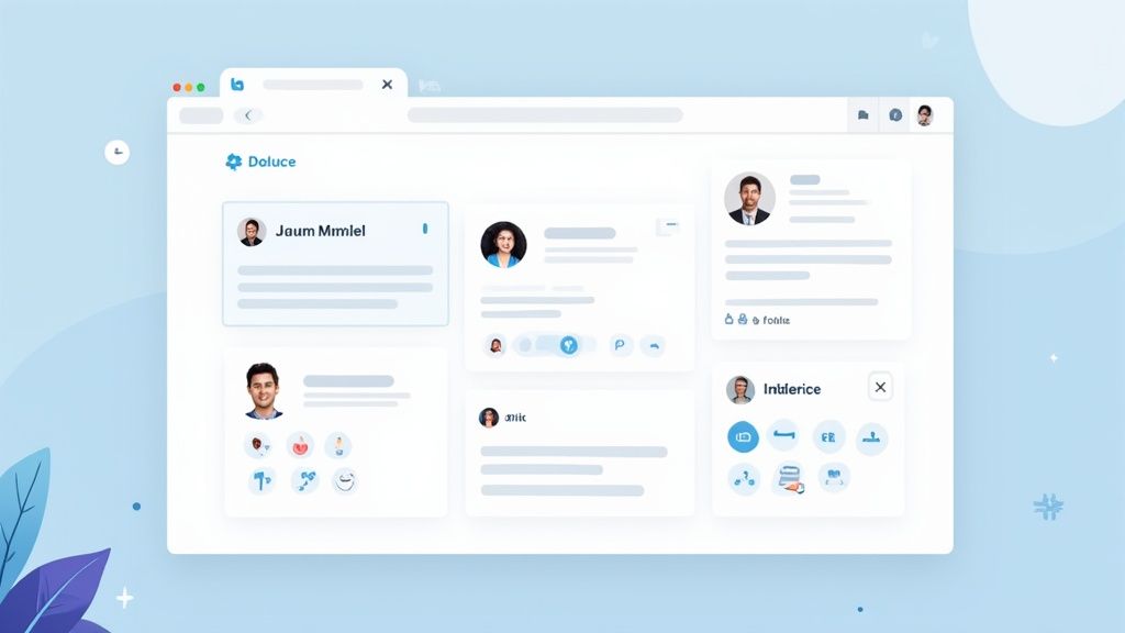 Une personne analysant des profils LinkedIn sur un ordinateur portable pour trouver des prospects.