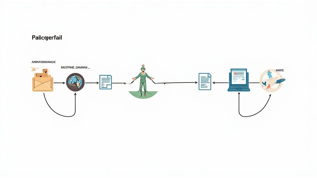 Diagramme de flux illustrant le processus Paillagerfail avec documents, ordinateur et personnage central