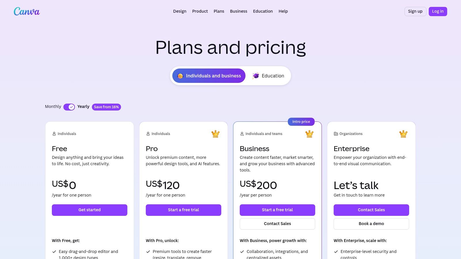 Canva Pricing Plans