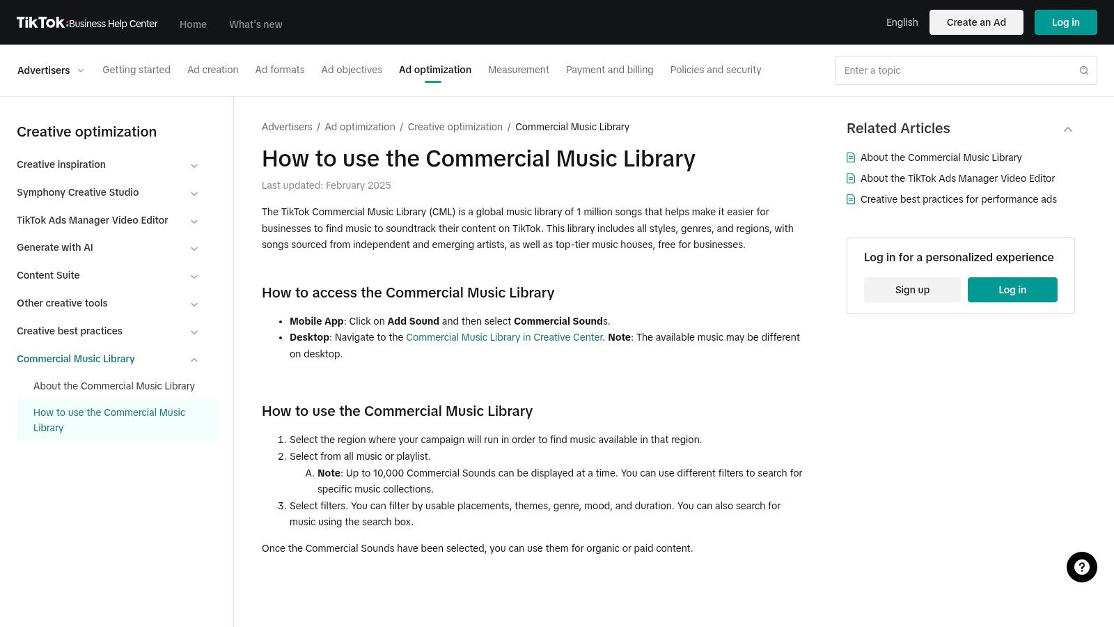 TikTok Commercial Music Library (CML)