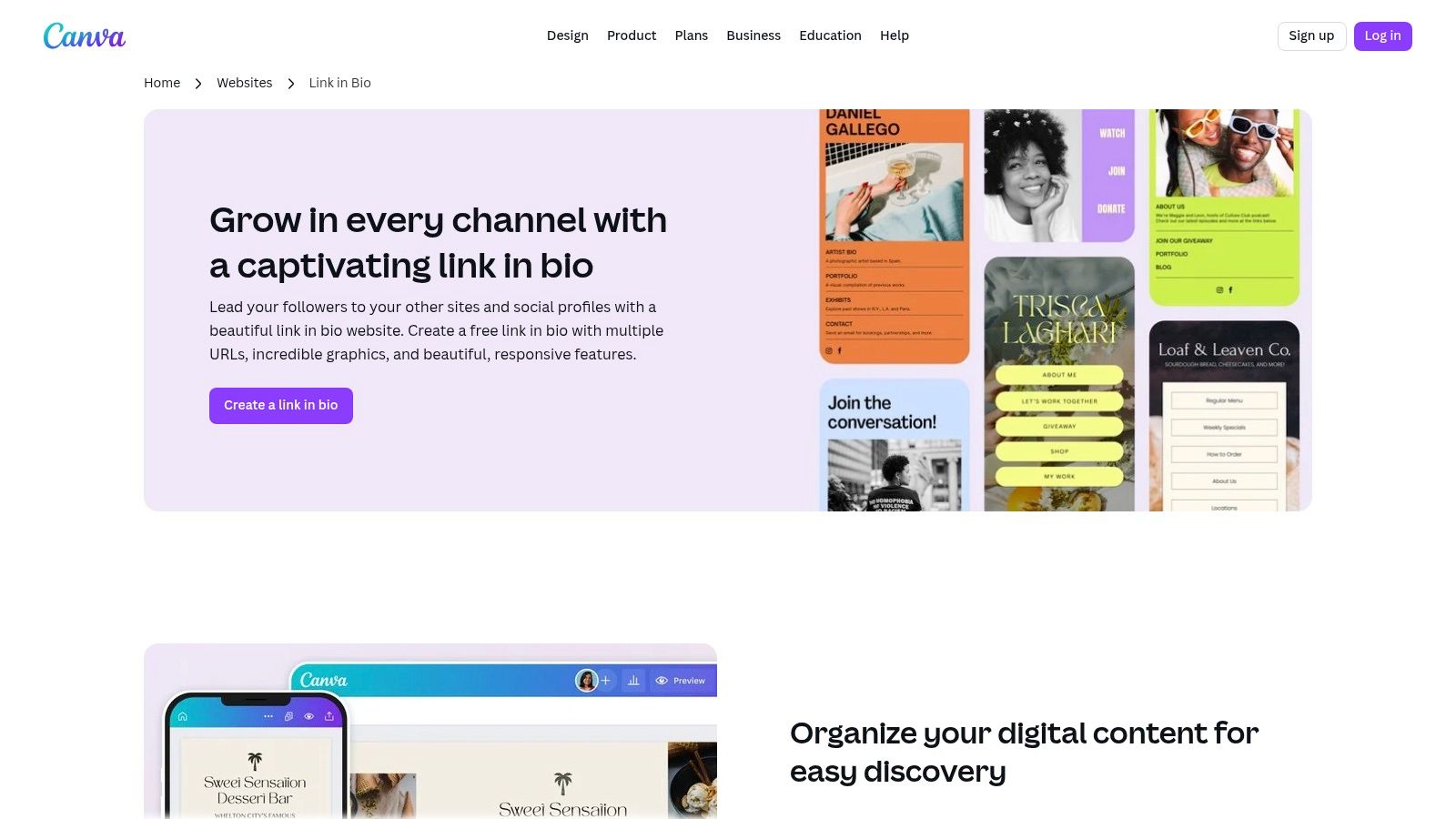 Canva — Link in Bio Websites