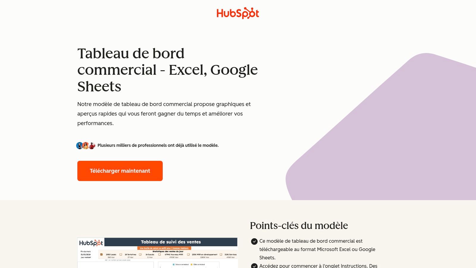 Exemple de tableau de bord commercial sur HubSpot