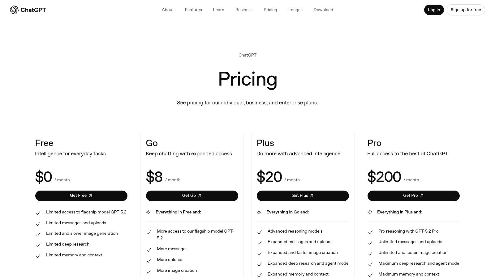 OpenAI — ChatGPT (Plus/Pro/Business/Enterprise)