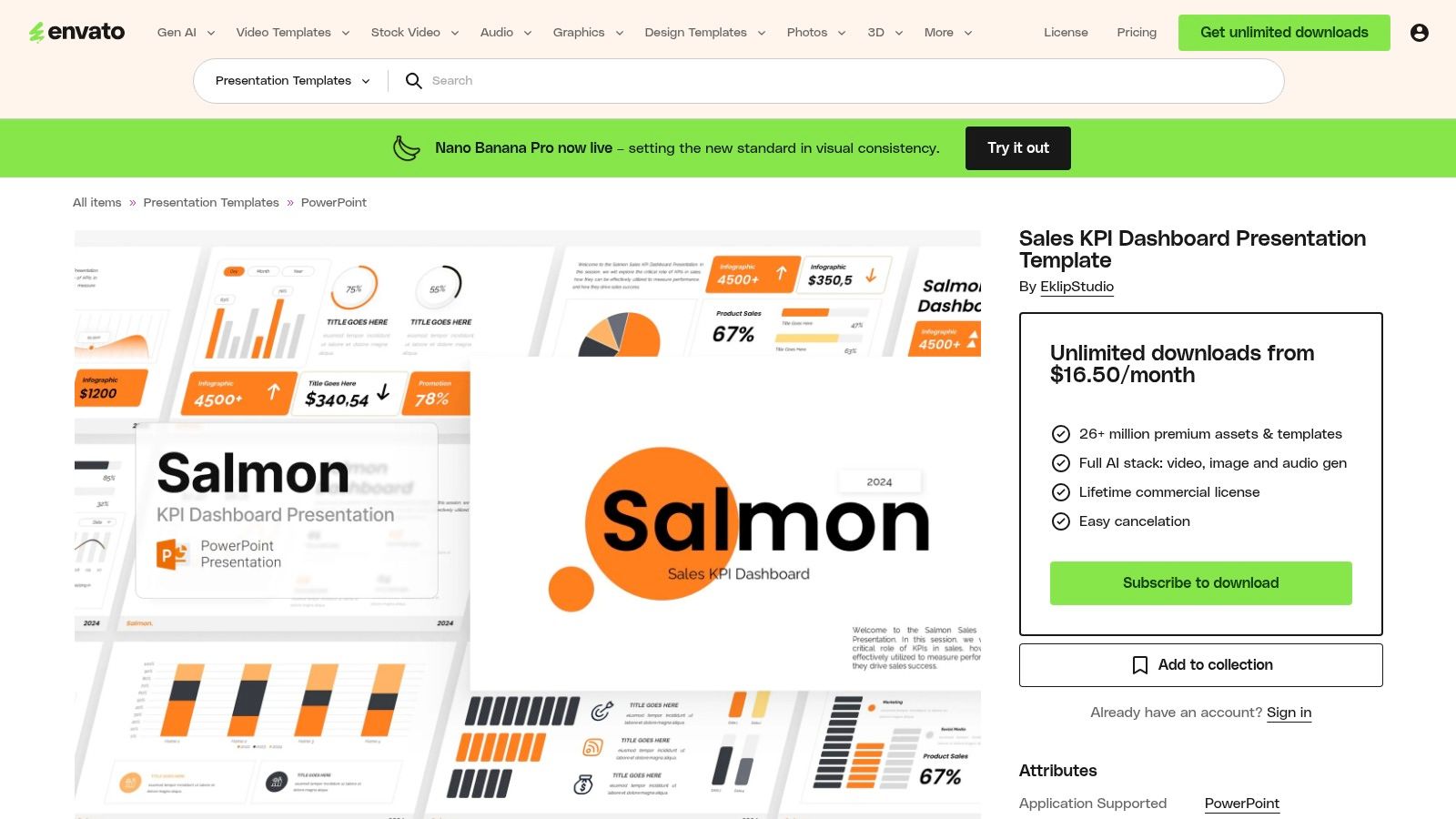 Exemple de tableau de bord commercial sur Envato