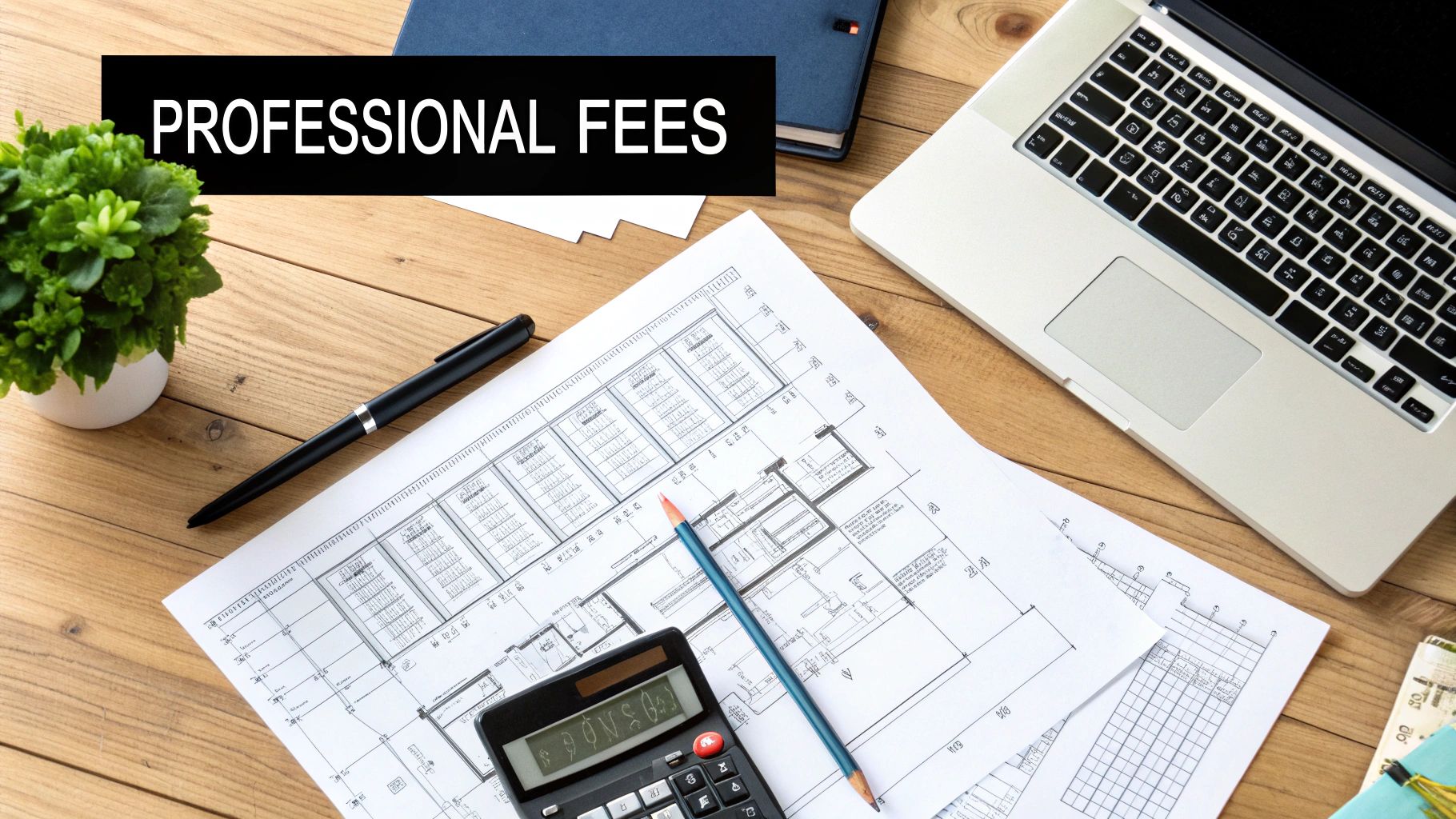 A professional architect reviewing blueprints for a house extension project