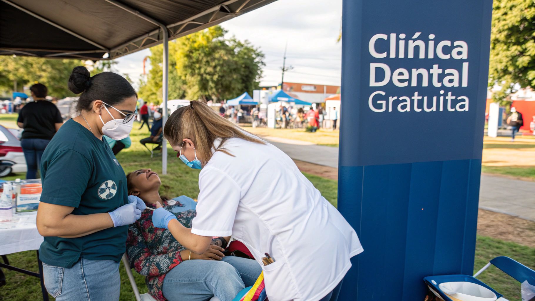 Clínica dental gratuita en una feria de salud comunitaria