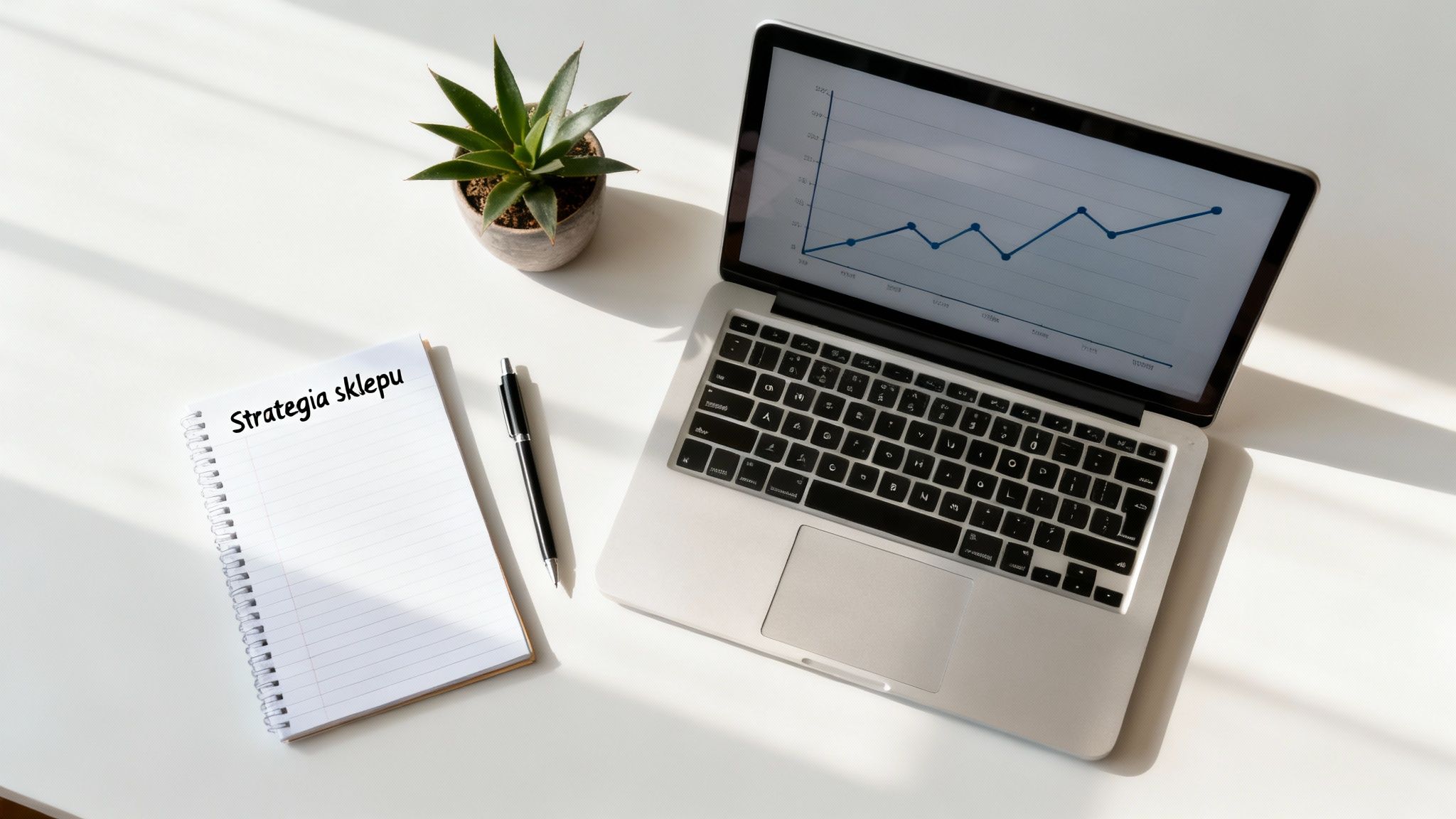 Kilka laptopów wyświetlających różne interfejsy platform e-commerce