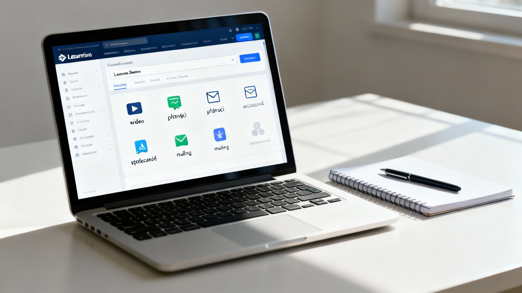 Osoba pracująca na laptopie, symbolizująca tworzenie kursów na platformie e-learningowej.