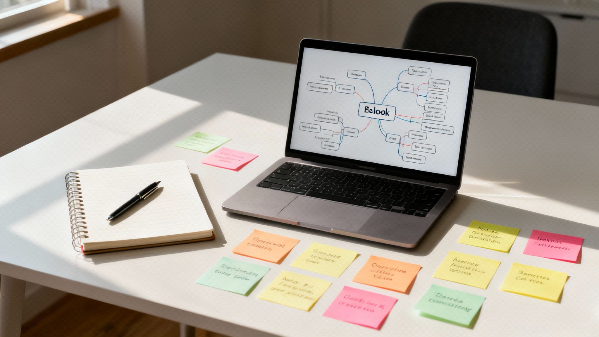 Osoba pisząca na laptopie, skupiona na tworzeniu treści ebooka.