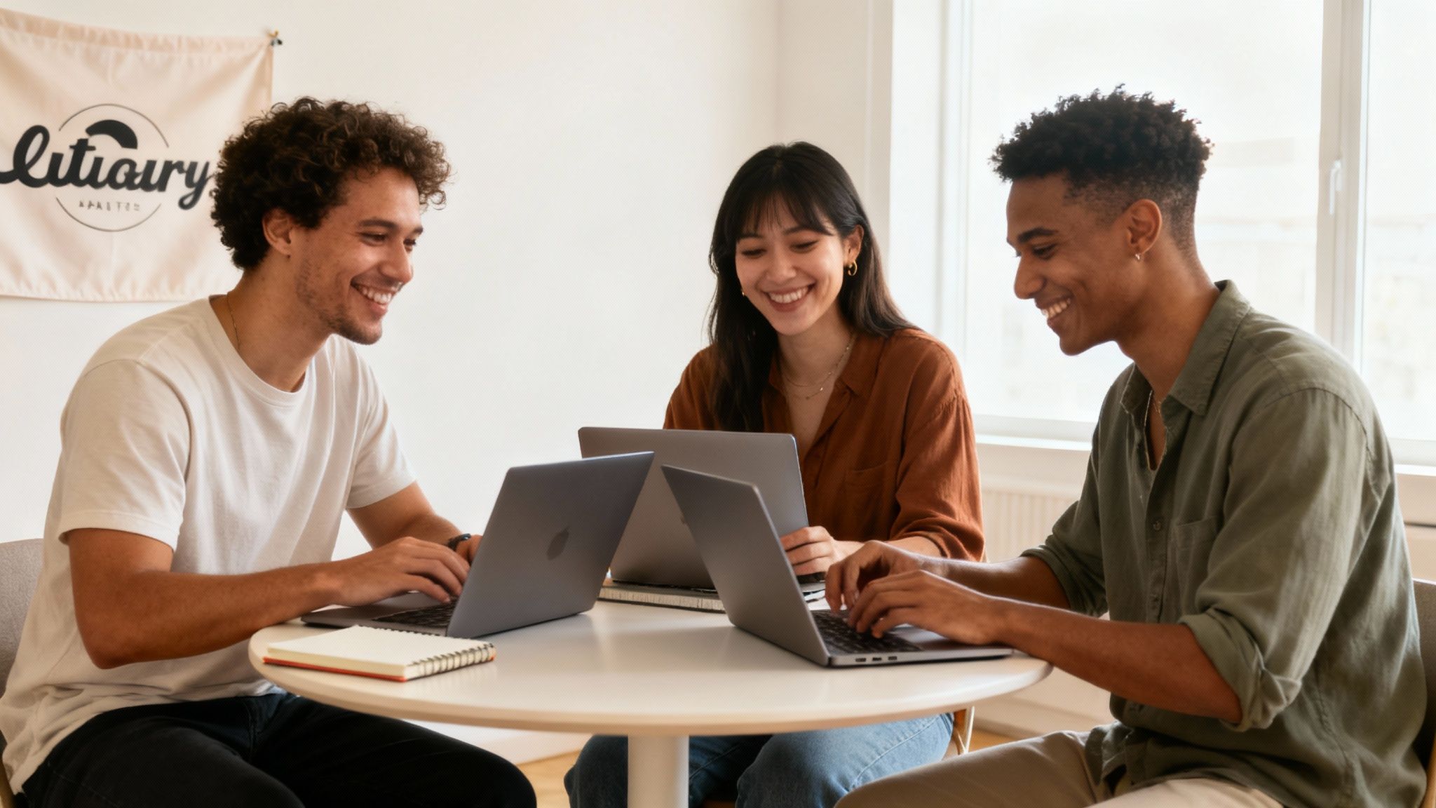 People connecting and collaborating in an online community.