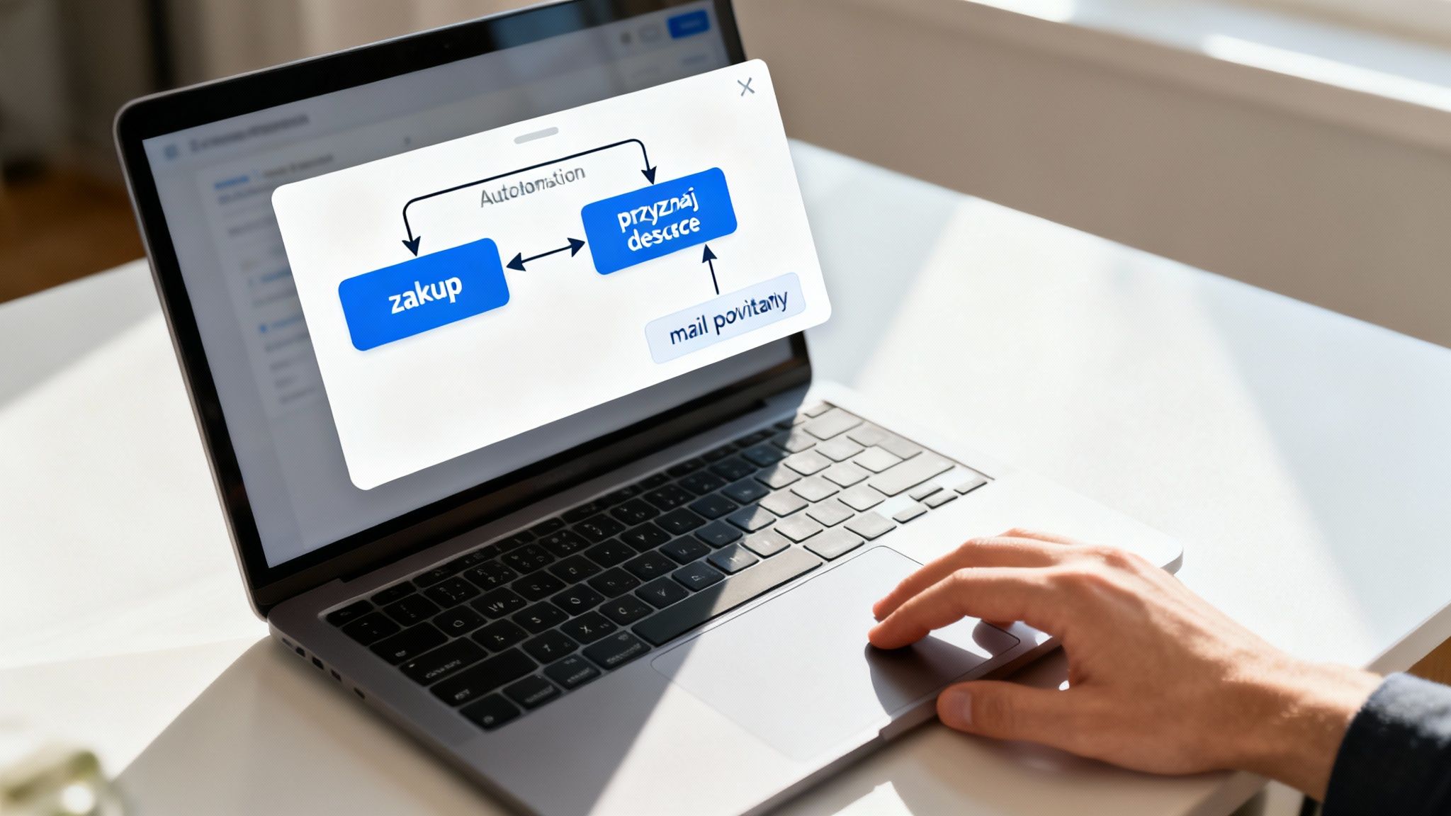 Osoba pracująca na laptopie i planująca automatyzacje