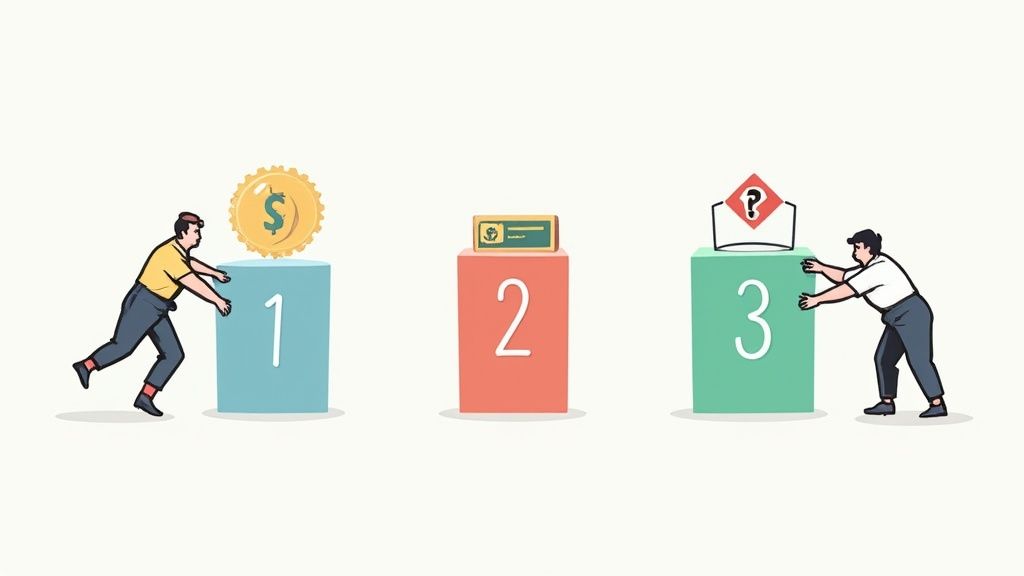 Twórca online planujący strukturę bazy wiedzy na tablicy.