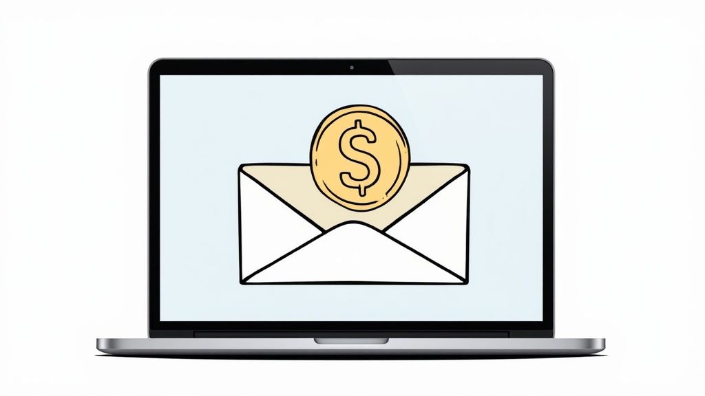 Kobieta pracująca przy laptopie nad swoim płatnym newsletterem