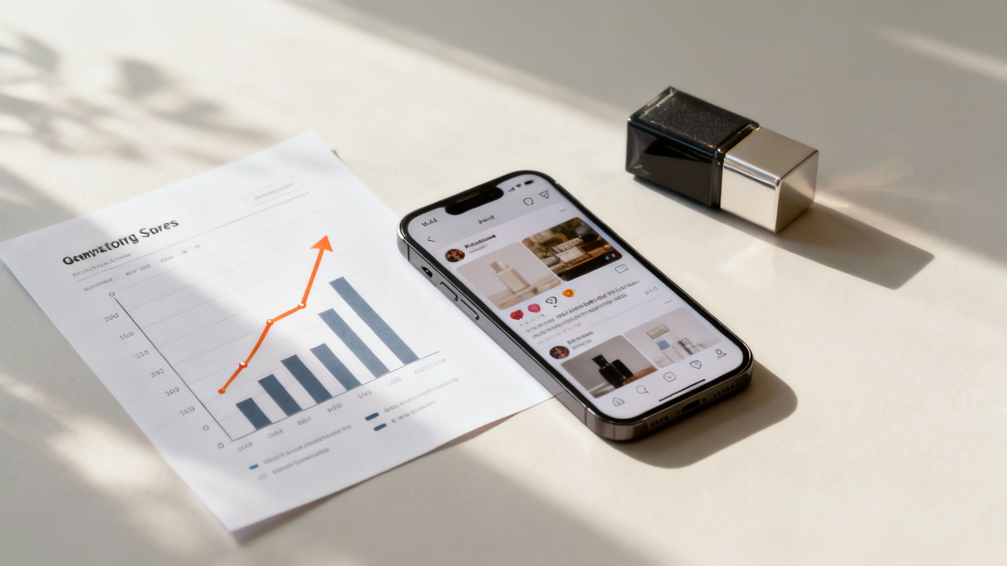 Osoba siedząca przy biurku z laptopem, otoczona ikonami pytań i żarówkami symbolizującymi pomysły.