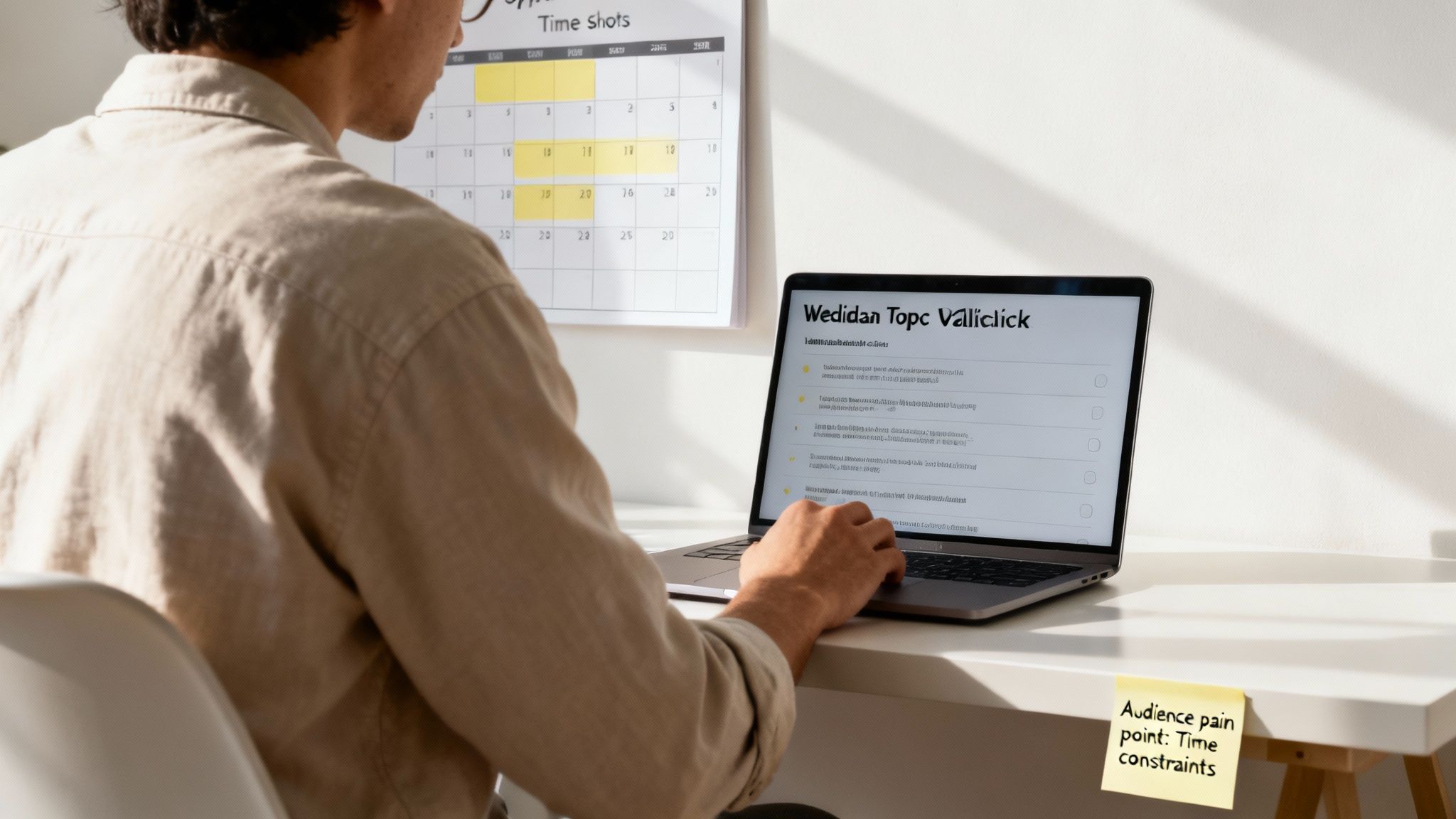 A person designing a high-converting webinar registration page on a computer screen.