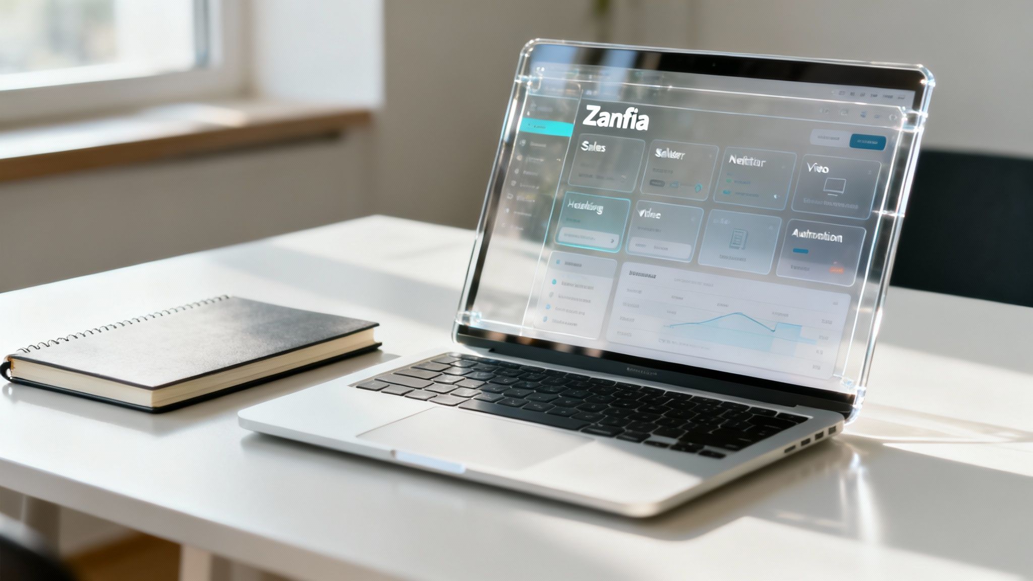 Panel platformy Zanfia pokazujący interfejs do zarządzania marketingiem i sprzedażą