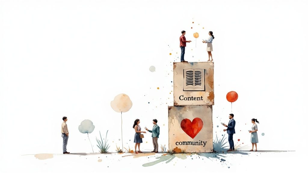 A group of diverse individuals collaborating and engaging in an online community setting.