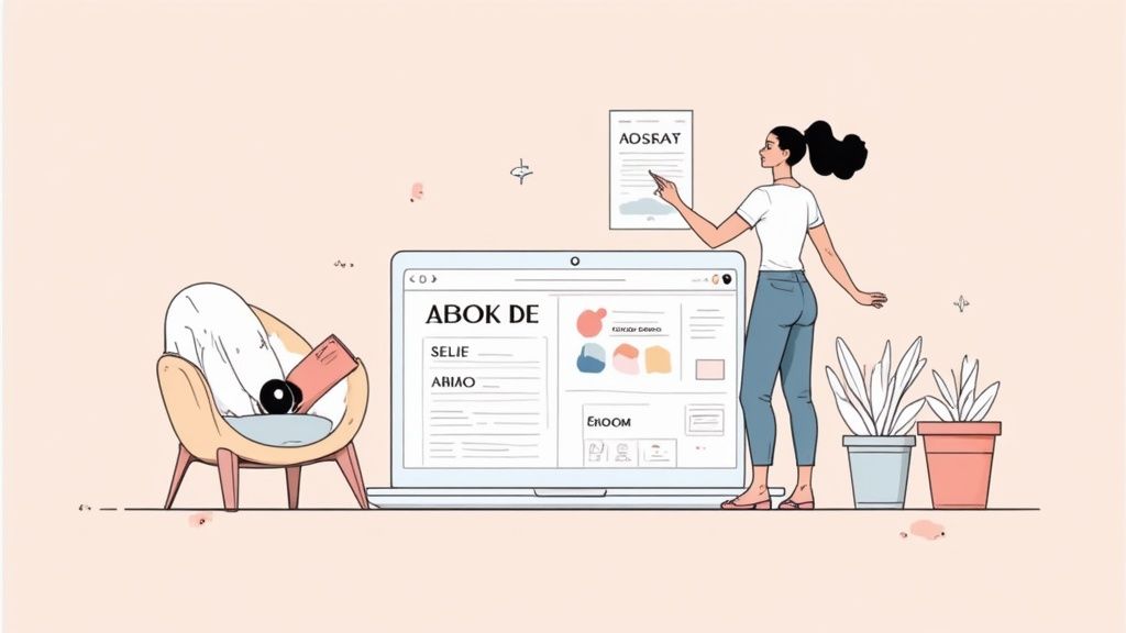 Osoba projektująca ebooka na laptopie