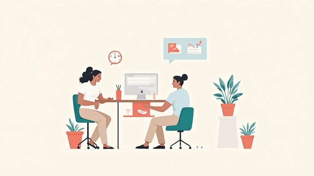 Twórca cyfrowy analizuje kluczowe funkcje platformy subskrypcyjnej na swoim laptopie