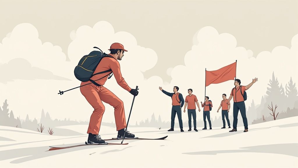 Osoba planująca strategię marketingową na laptopie.