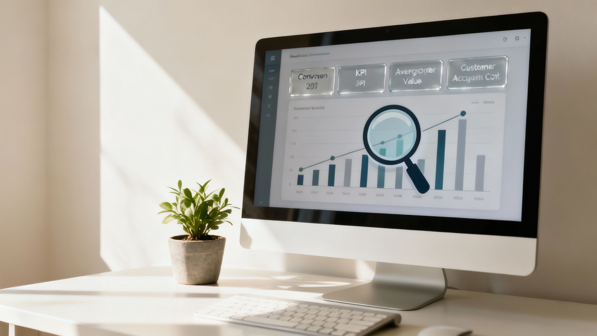 Osoba analizująca dane na komputerze, symbolizująca optymalizację sprzedaży online.