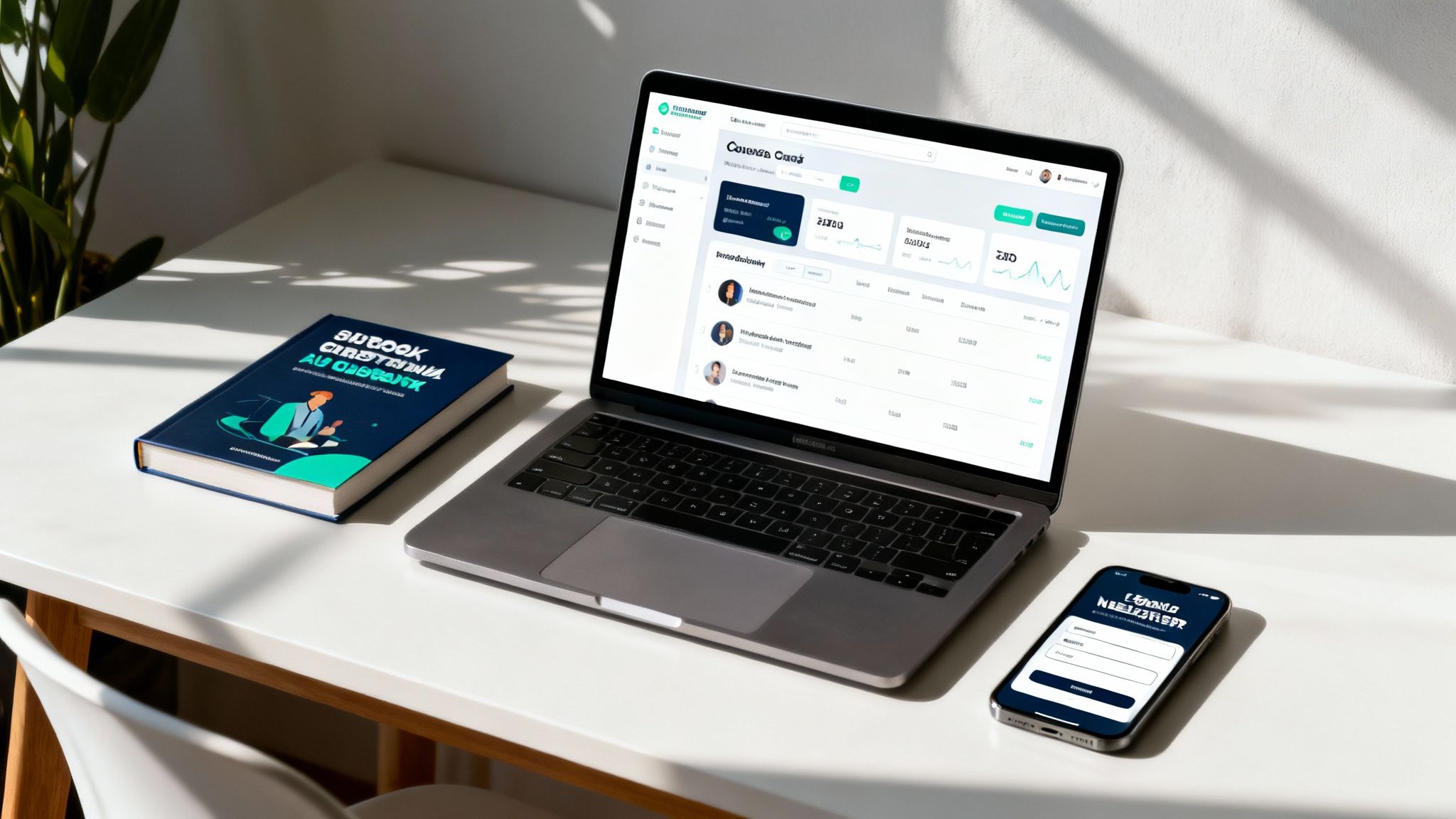 Osoba tworząca produkty cyfrowe na laptopie w przytulnym, domowym biurze