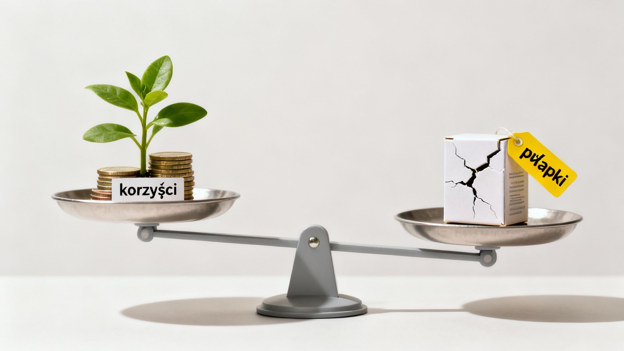 Dwie monety symbolizujące zalety i wady marketingu afiliacyjnego