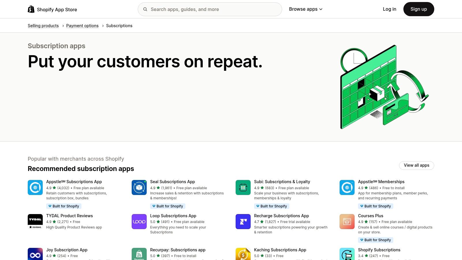 Shopify App Store – Subscriptions Category