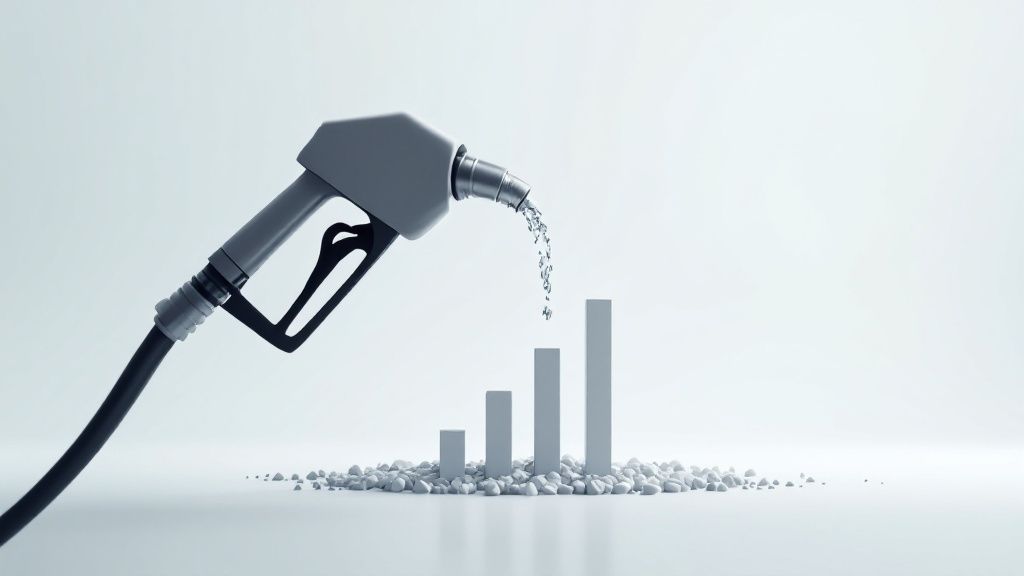 A person refueling a vehicle at a gas station, symbolizing fuel cost management for fleets.