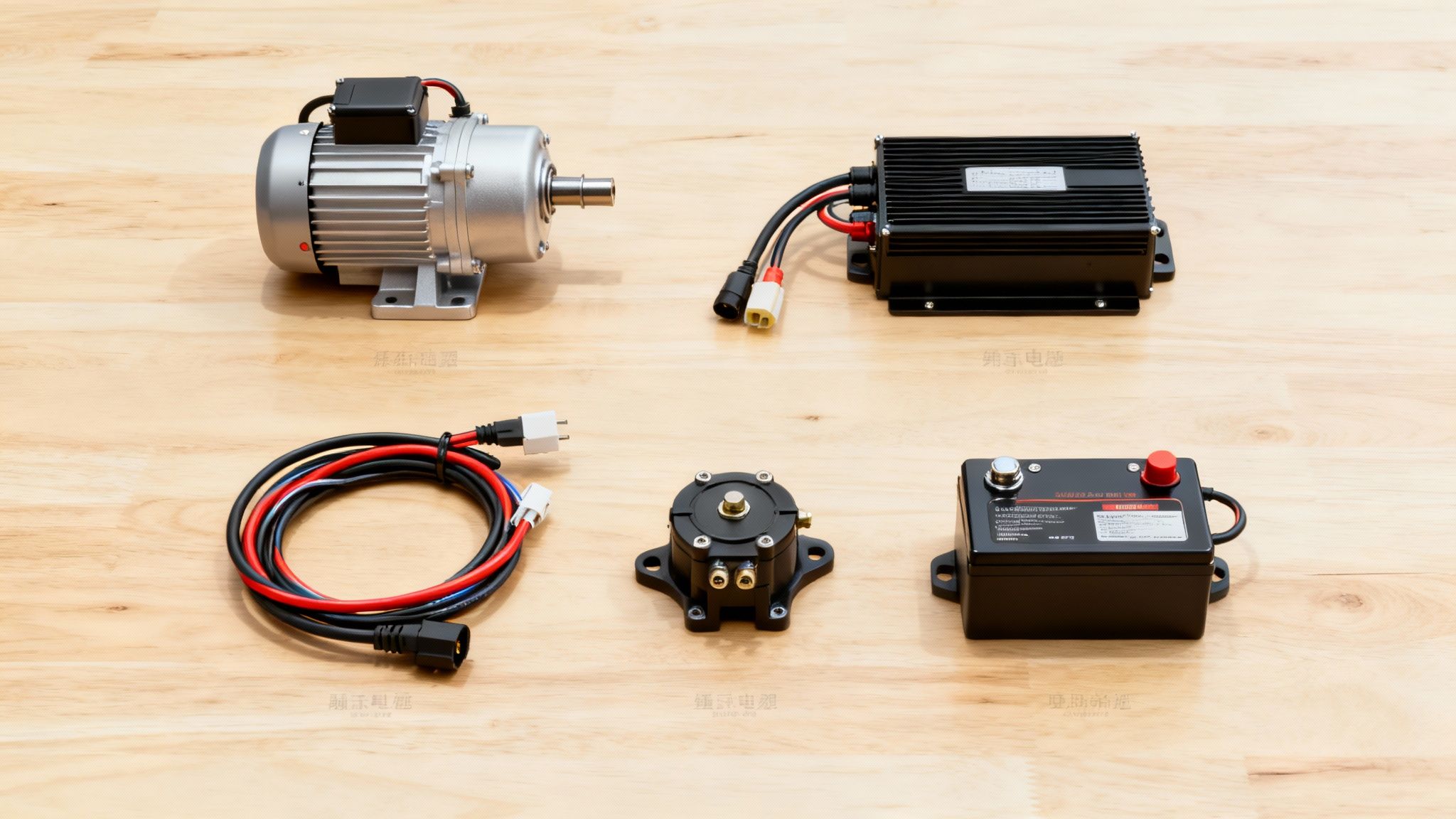 A close-up of a neatly wired golf cart electrical system, showing a controller, solenoid, and heavy-gauge cables.