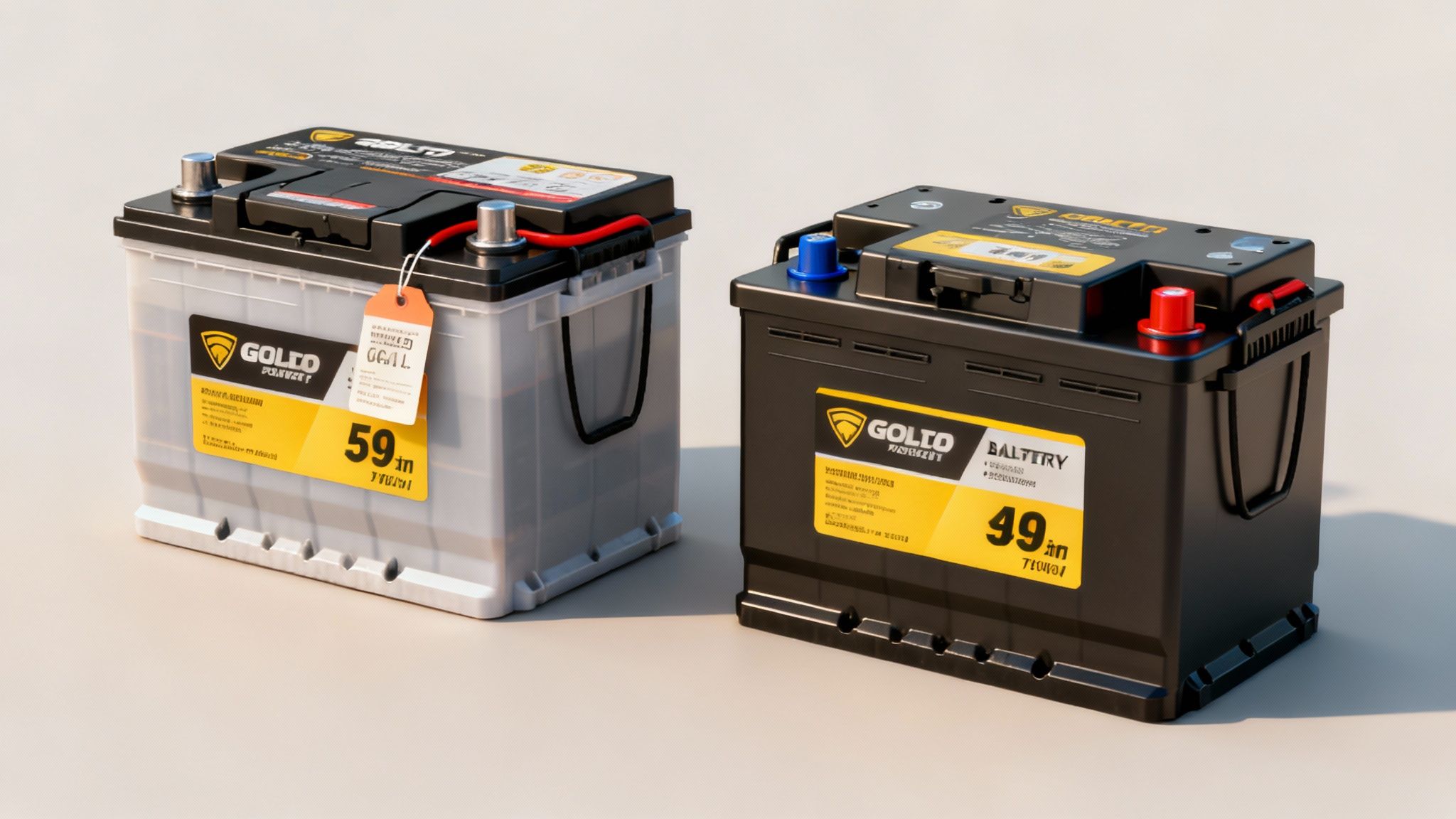 A set of new golf cart batteries ready for installation in a golf cart.