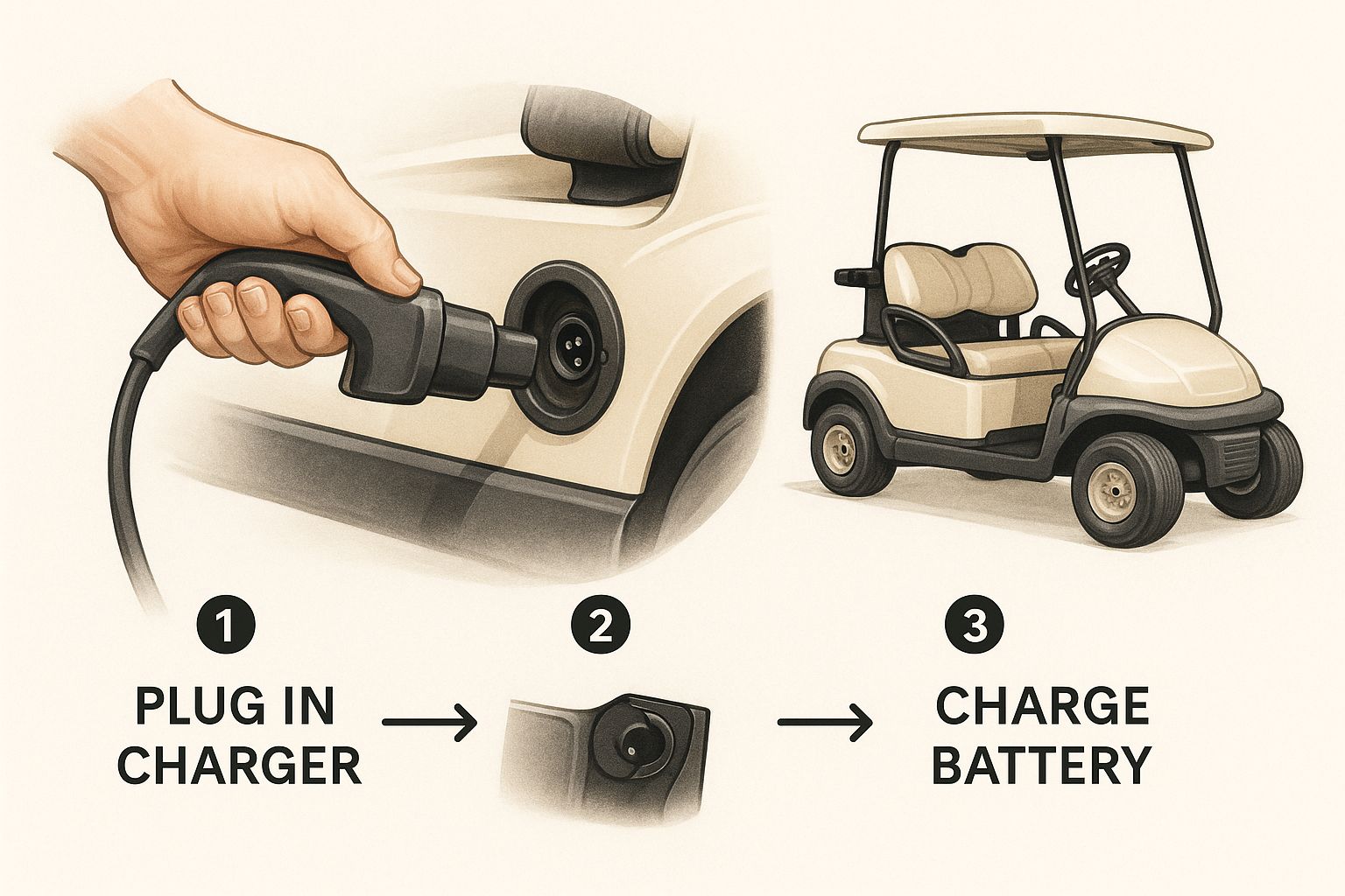 Infographic about charging golf cart