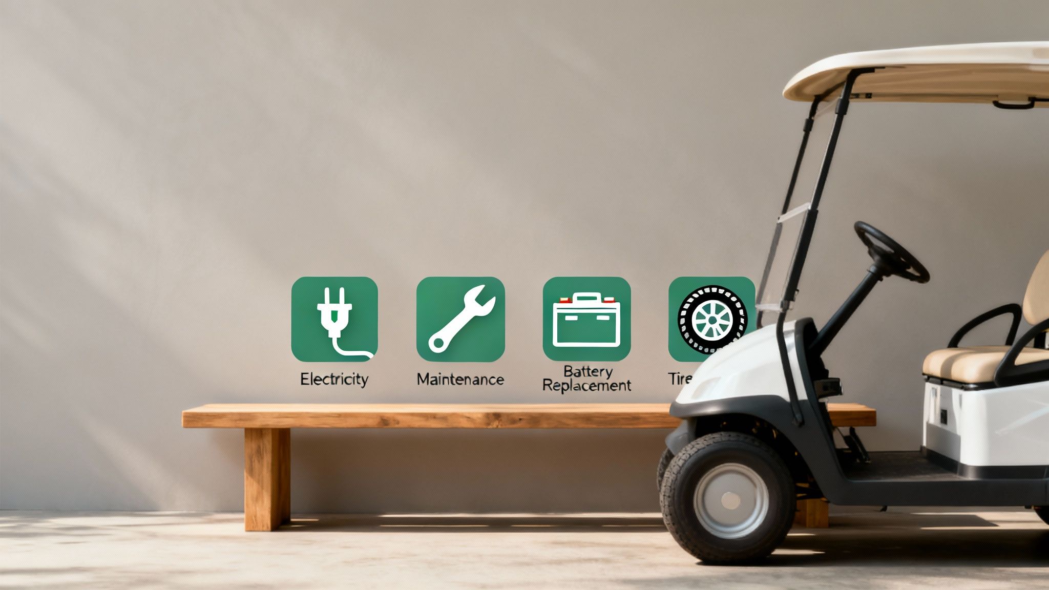 A person performing maintenance on an electric golf cart's batteries.