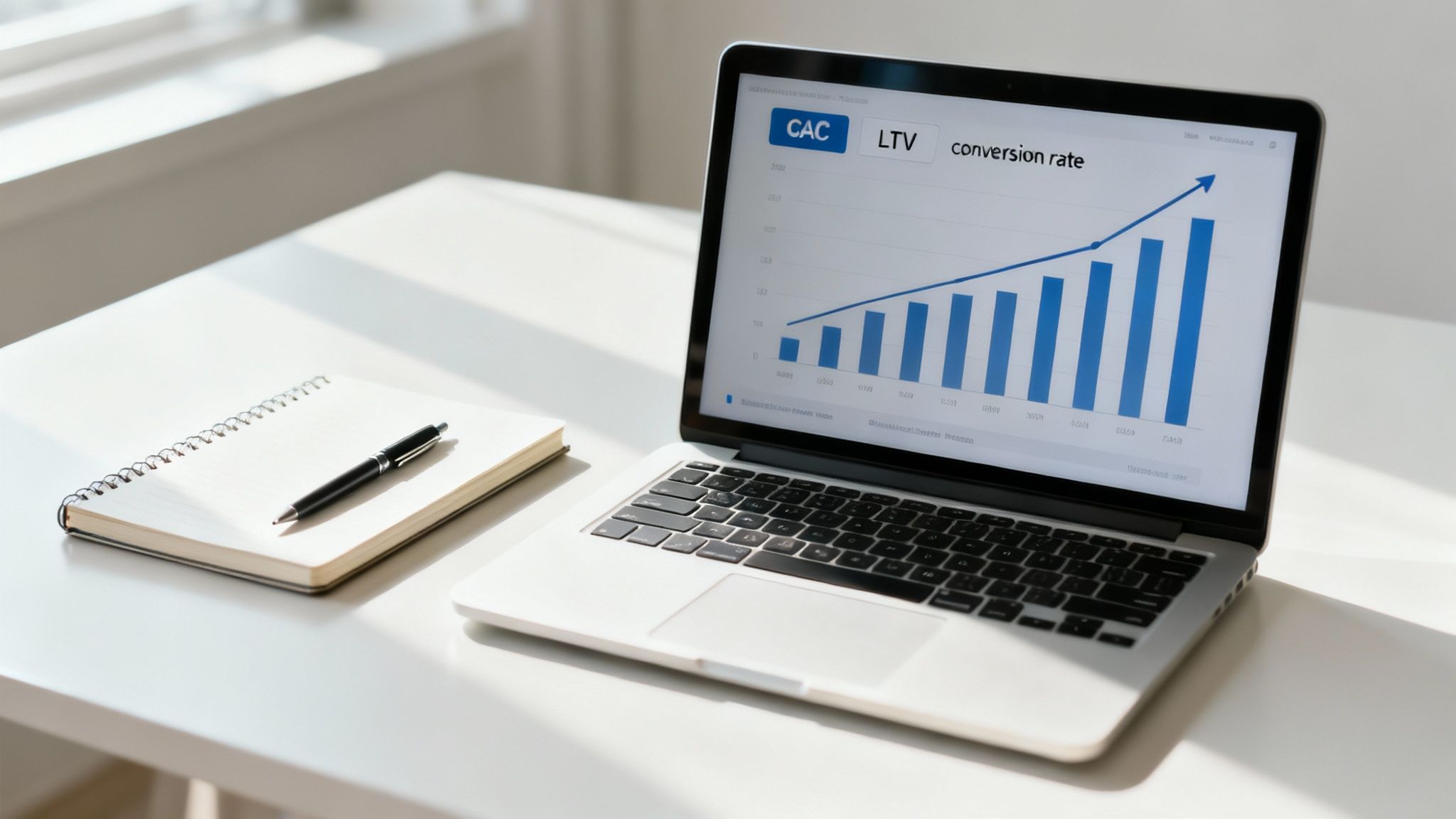 A person analyzing graphs and charts on a computer screen, representing ad spend optimization