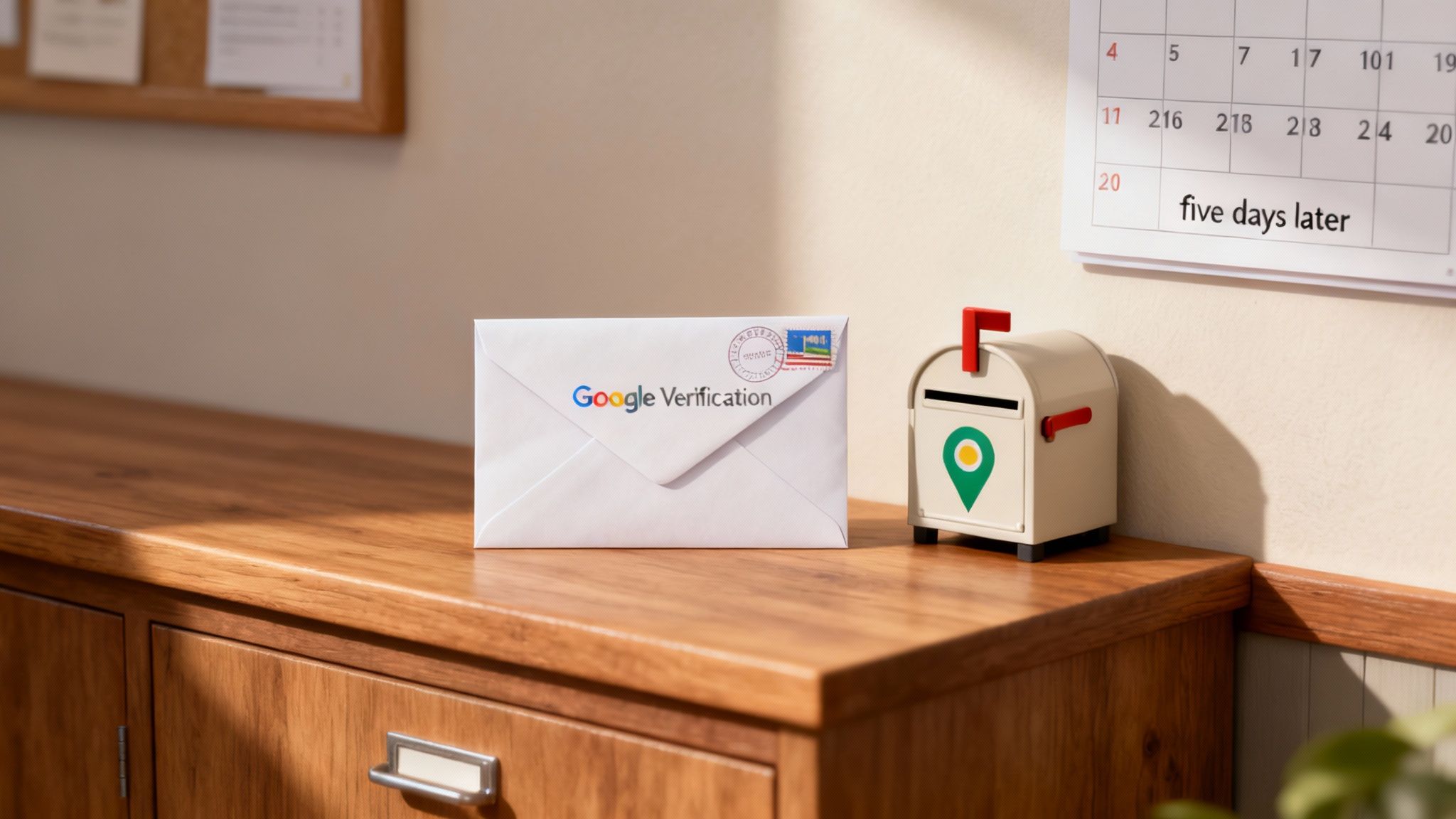 A postcard with a Google logo, symbolizing the Google My Business verification process.