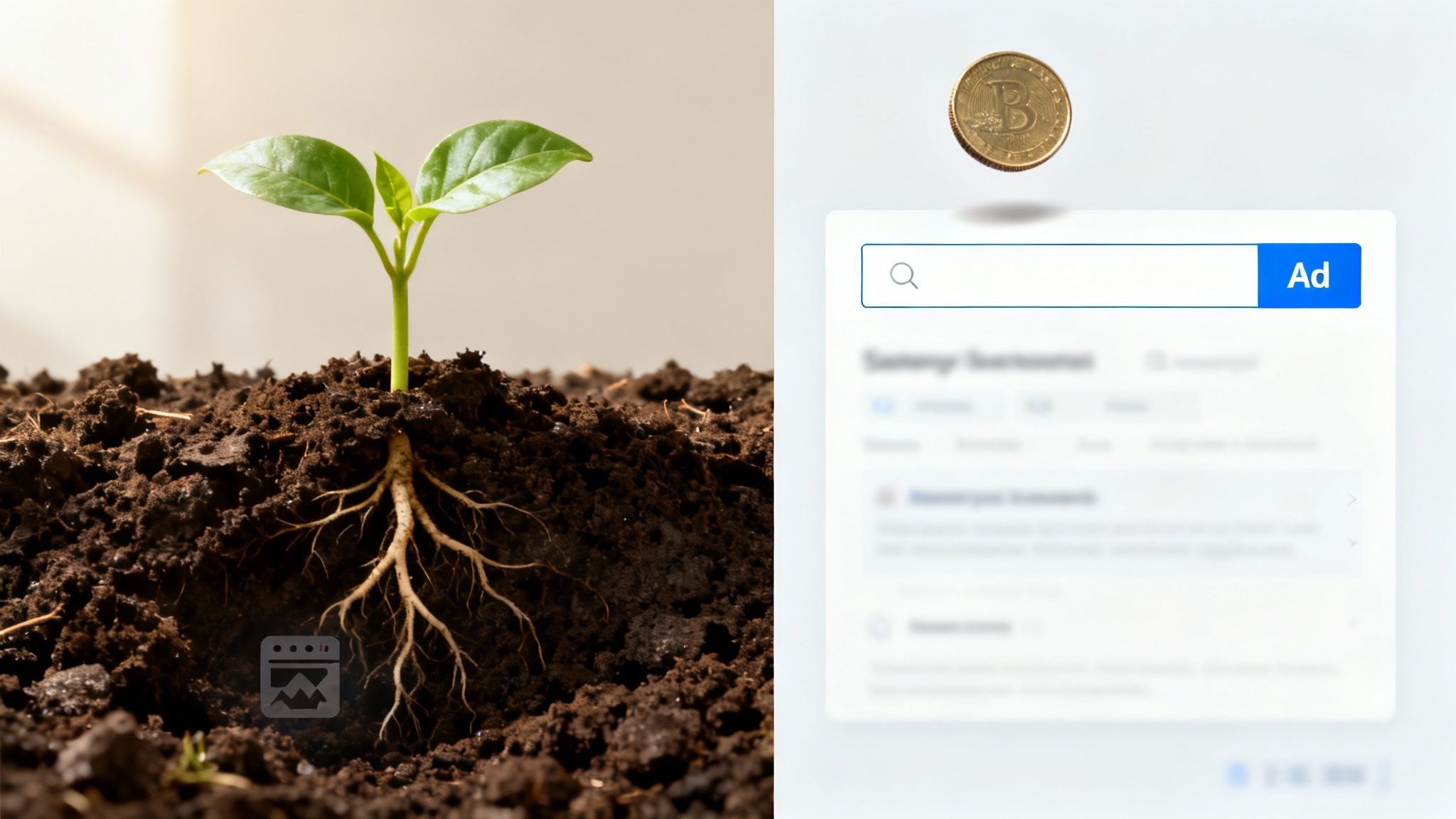 Person comparing two documents side-by-side, symbolizing the comparison of paid vs natural search
